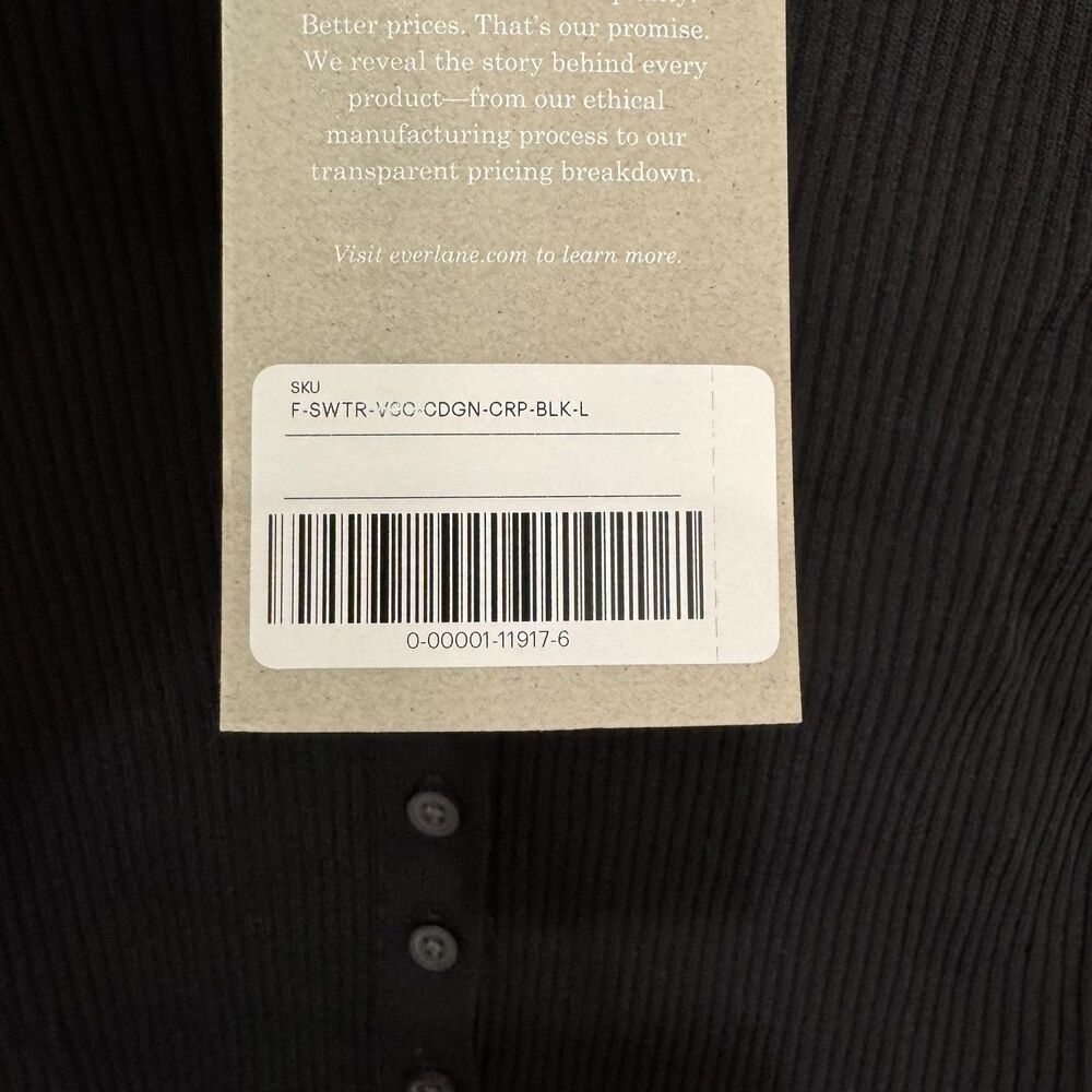 Everlane Black Ribbed Button-Up Cardigan - Picture 3 of 9